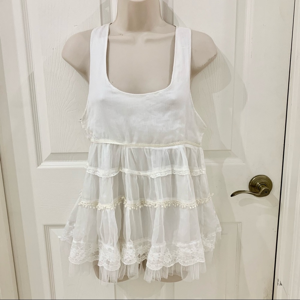Papaya clothing white tulle tank top